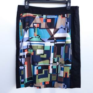 Etcetera Colorful Geometric Black Skirt Size 8